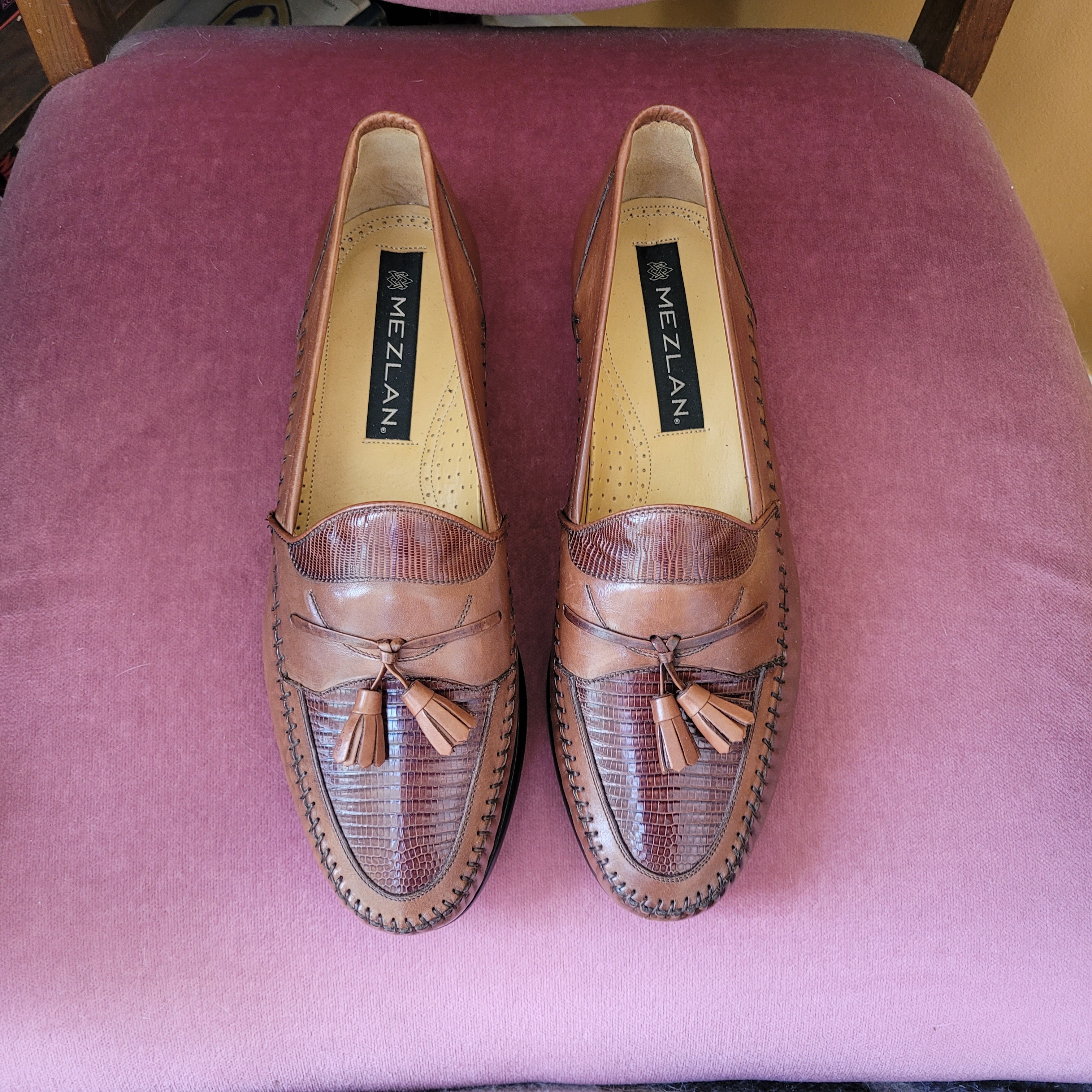 Mezlan Brown Leather Tassel Loafers